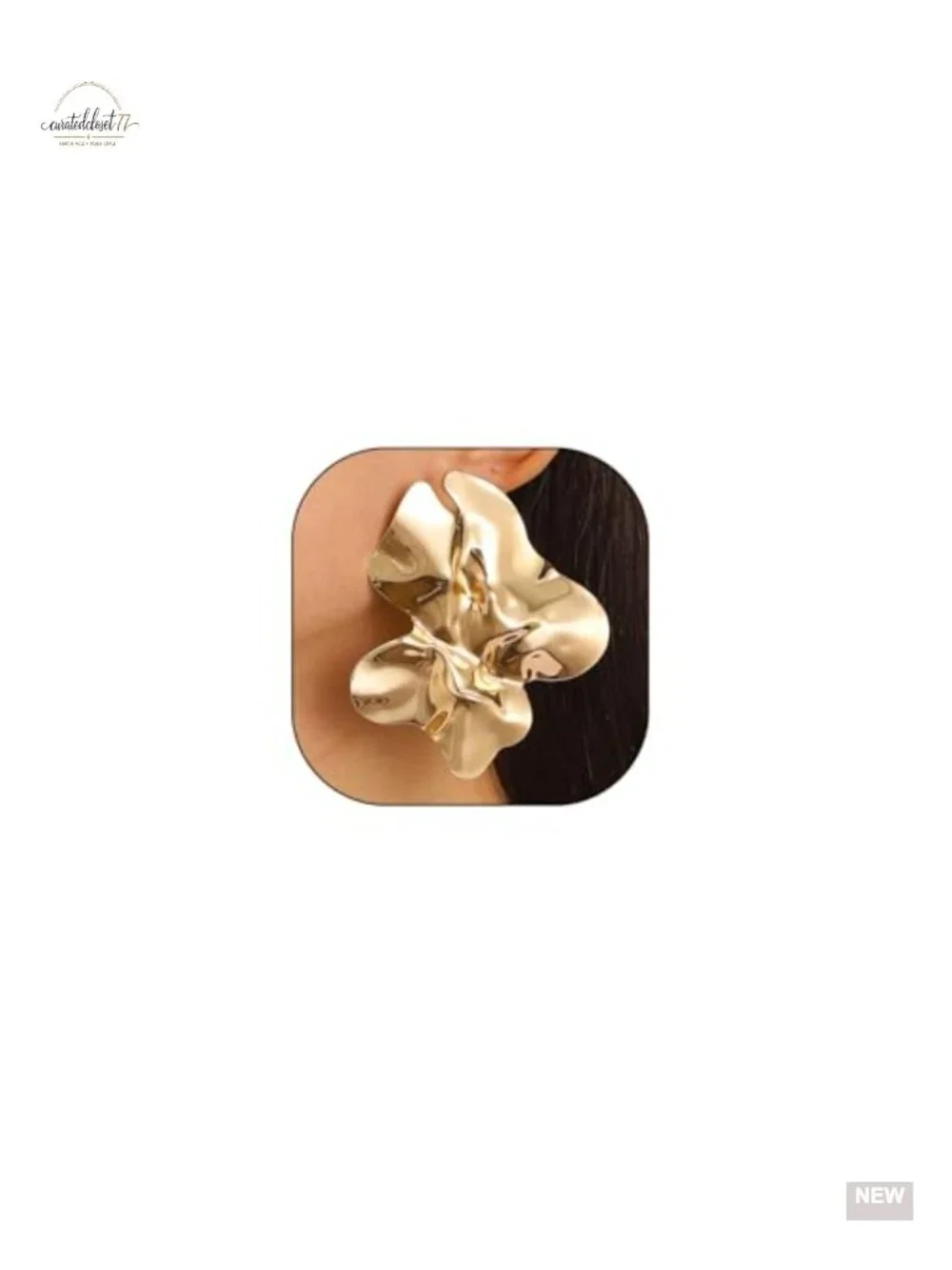 Chunky Gold Statement Stud Earrings Geometric Square Drop Earrings